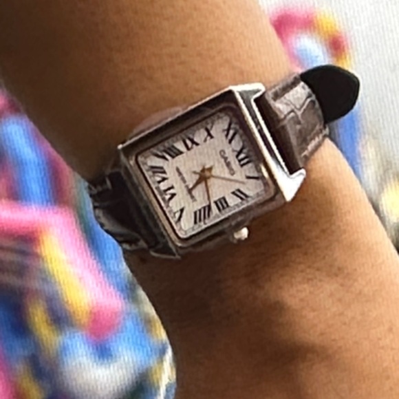 Women’s Casio Silver Case Watch with Dark Brown Strap